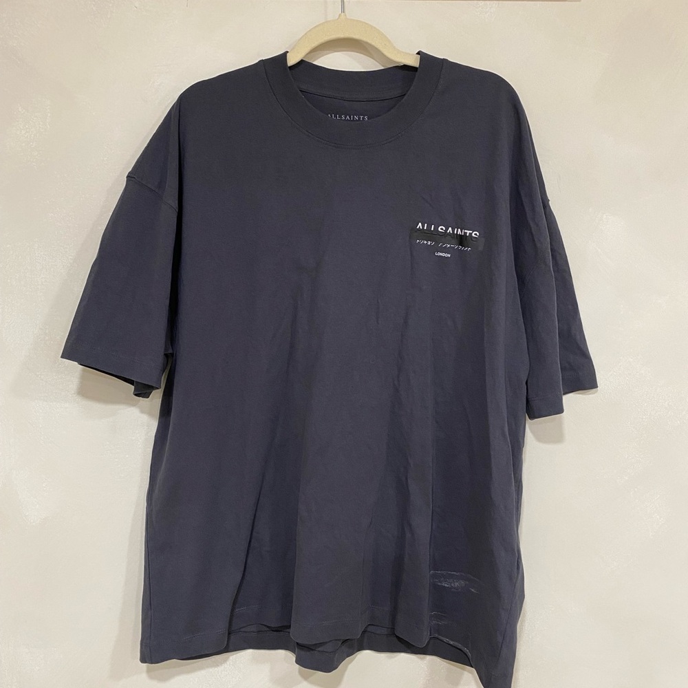 All Saints Redact Oversized Embroidered Logo T-Shirt XL - Picture 3 of 10